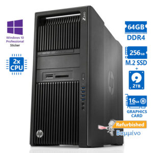 HP Z840 Tower Xeon 2xE5-2637v4(4-Cores)/64GB DDR4/256GB M.2 SSD & 2TB/Nvidia 16GB/DVD/10P Grade A+ W