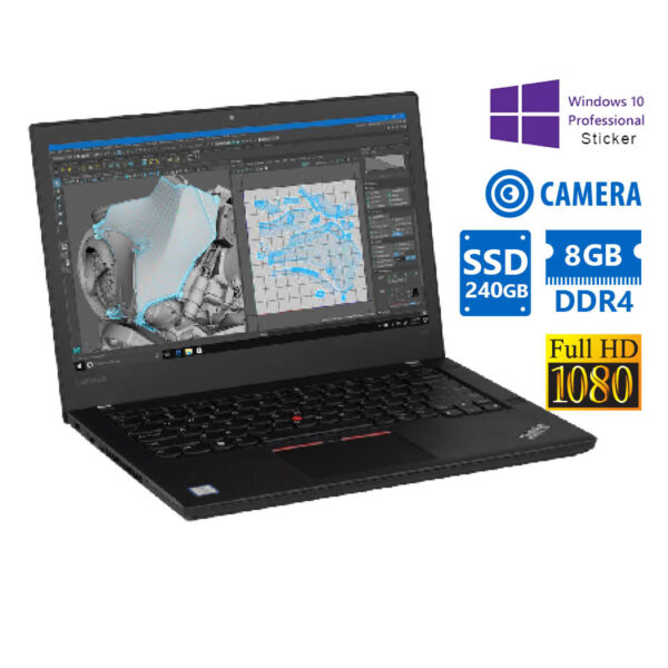 Lenovo (A-) ThinkPad T470 i5-7200U/14”FHD/8GB DDR4/240GB SSD/No ODD/Camera/10P Grade A- Refurbished - Image 1