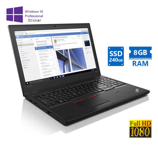 Lenovo (A-) ThinkPad T560 i5-6200U/15.6\"FHD/8GB DDR3/240GB SSD/No ODD/10P Grade A- Refurbished Lapto - Image 1
