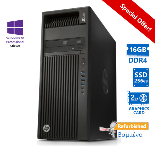 HP Z440 Tower Xeon E5-1620v3(4-Cores)/16GB DDR4/256GB SSD/Nvidia 2GB/DVD/10P Grade A+ Workstation Re - Image 1