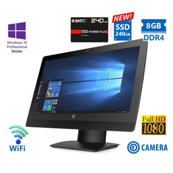 HP ProOne 600G3 AIO WiFi w/Monitor 21.5”FHD/i5-7500/8GB DDR4/240GB SSD New/No ODD/Webcam/10P Grade A - Image 1