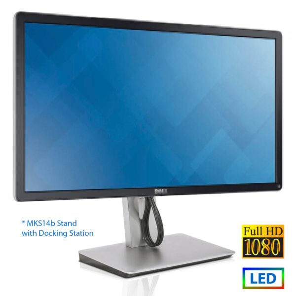 Used Monitor P2414Hx LED/Dell/24\"FHD/1920x1080/Wide/Dell MKS14b Stand w/Docking Station/Silver/Black - Image 1