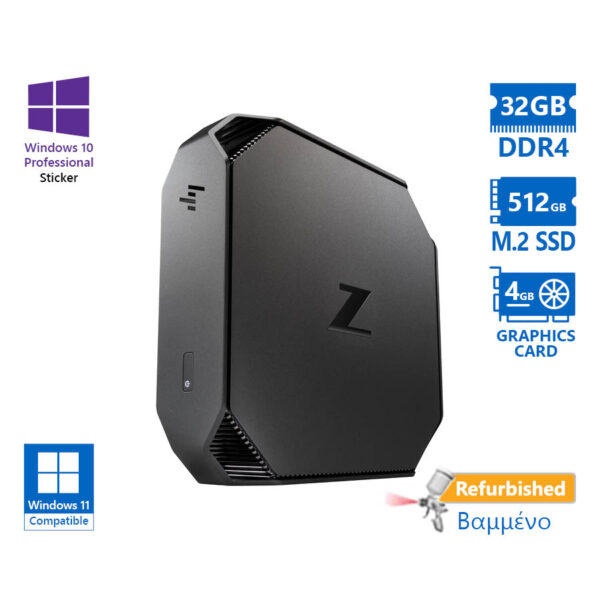 HP Z2 G4 Mini Xeon E-2126G(6-Cores)/32GB DDR4/512GB M.2 SSD/Nvidia Quadro P1000 4GB/No ODD/10P Grade - Image 1