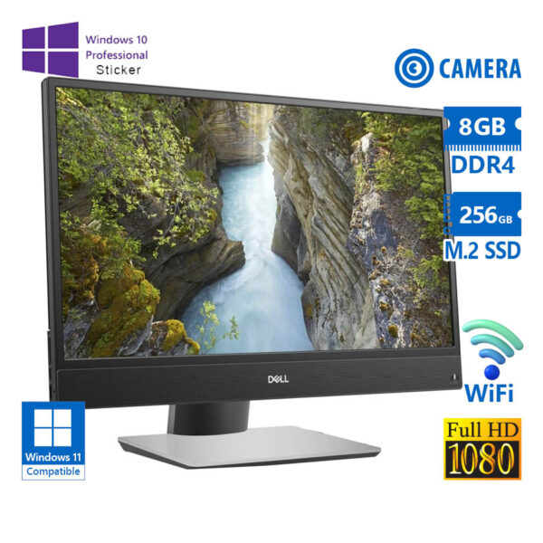 Dell (A-) Optiplex 5270 AIO WiFi w/Monitor 21.5”FHD/i5-9500/8GB DDR4/256GB M.2 SSD/DVD/Webcam/10P Gr - Image 1