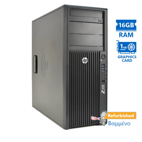 HP Z420 Tower Xeon E5-1607(4-Cores)/16GB DDR3/500GB/ATI 1GB/DVD/7P Grade A+ Workstation Refurbished - Image 1