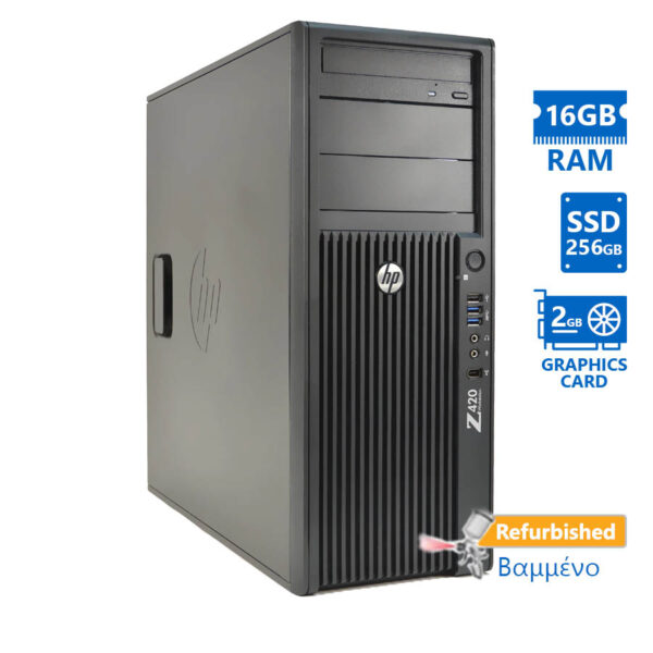 HP Z420 Tower Xeon E5-1650v2(6-Cores)/16GB DDR3/256GB SSD/Nvidia 2GB/DVD/7P Grade A+ Workstation Ref - Image 1
