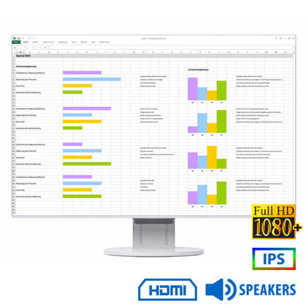 Used (A-) Monitor FlexScan EV2456 IPS LED/Eizo/24\"FHD/1920x1200/Wide/White/w/Sreakers/Grade A-/D-SUB - Image 1