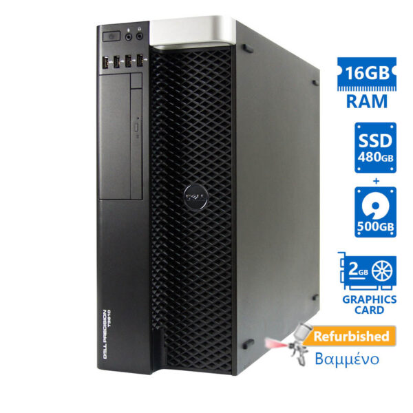 Dell Precision T3610 Tower Xeon E5-1607v2(4-Cores)/16GB DDR3/480GB SSD & 500GB/Nvidia 2GB/DVD/8P Gra - Image 1