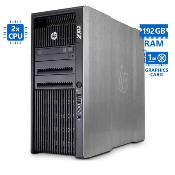 HP Z820 Tower Xeon 2xE5-2670(8-Cores)/192GB DDR3/1TB/Nvidia 1GB/DVD/7P Grade A Workstation Refurbish - Image 1