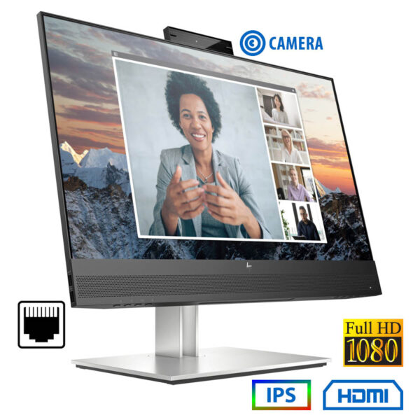 Used Monitor E24M G4 IPS LED/HP/24\"FHD/w/Camera/1920x1080/Wide/Silver/Black/D-SUB & DP & HDMI & LAN - Image 1