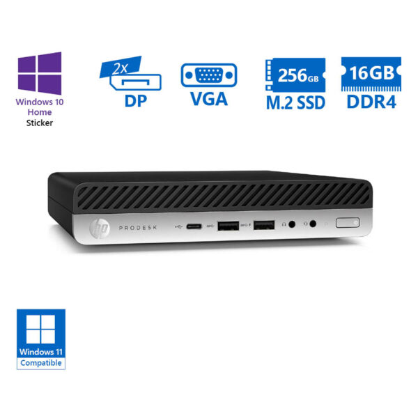 HP ProDesk 600G4 DM i3-8100T/16GB DDR4/256GB M.2 SSD/No ODD/10H Grade A Refurbished PC - Image 1