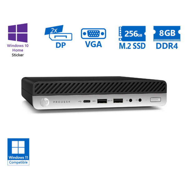 HP ProDesk 600G4 DM i3-8100T/8GB DDR4/256GB M.2 SSD/No ODD/10H Grade A Refurbished PC - Image 1