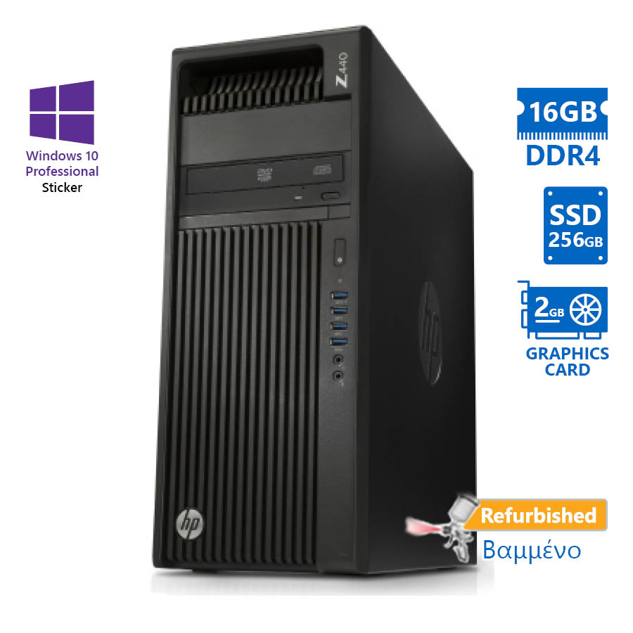 95405_1 HP Z440 Tower Xeon E5-1620v3(4-Cores)/16GB DDR4/256GB SSD/Nvidia 2GB/DVD/10P Grade A+ Workstation Re - Image 1
