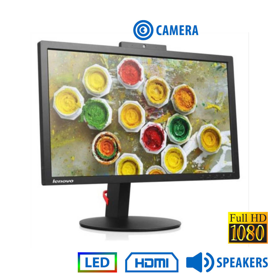 99624_1 Used Monitor ThinkVision T2224zD LED/Lenovo/22\"FHD/w/Camera/1920x1080/Wide/Black/w/Speakers/D-SUB & - Image 1