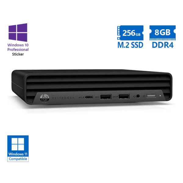 HP (A-) EliteDesk 800G6 DM i5-10500/8GB DDR4/256GB M.2 SSD/No ODD/10P Grade A- Refurbished PC - Image 1