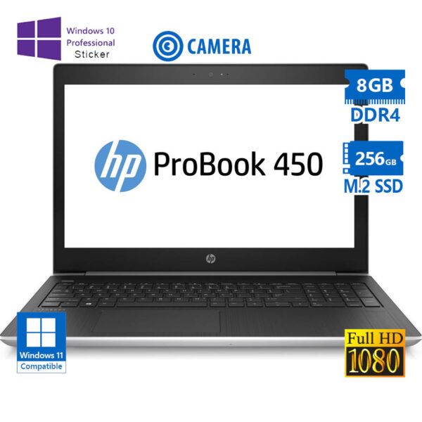 HP (A-) ProBook 450 G5 i5-8250U/15.6”FHD/8GB DDR4/256GB M.2 SSD/No ODD/Camera/10P Grade A- Refurbish - Image 1