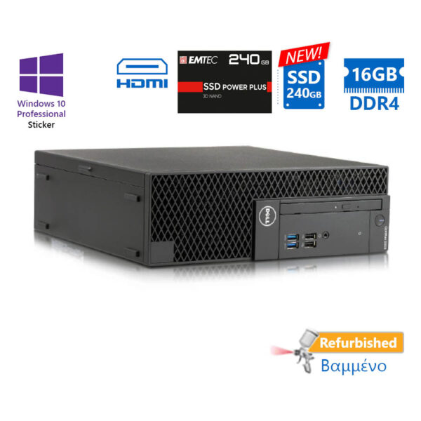Dell 3050 SFF i5-7500/16GB DDR4/240GB SSD New/DVD/10P Grade A+ Refurbished PC - Image 1