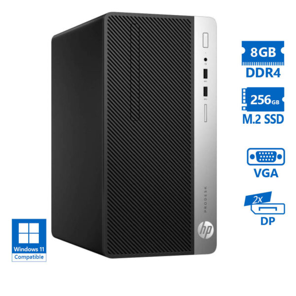 HP 400G5 Tower i5-8500/8GB DDR4/256GB M.2 SSD/DVD/Grade A Refurbished PC - Image 1