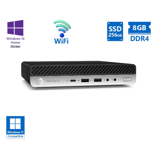 HP ProDesk 600G4 DM WiFi i5-8500T/8GB DDR4/256GB SSD/No ODD/10H Grade A Refurbished PC - Image 1