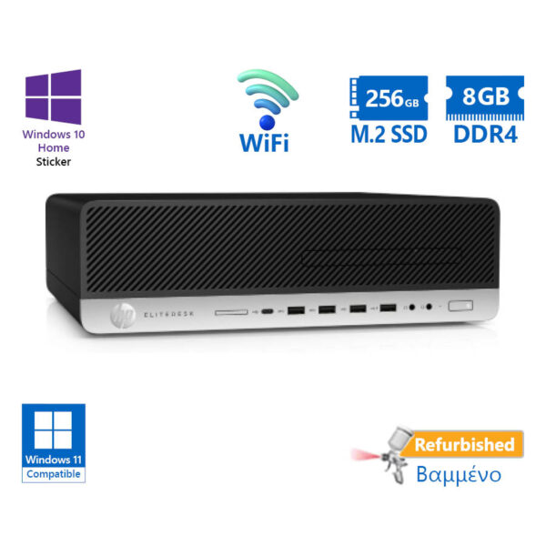 HP 800G5 SFF WiFi i5-9500/8GB DDR4/256GB M.2 SSD/DVD/10H Grade A+ Refurbished PC - Image 1
