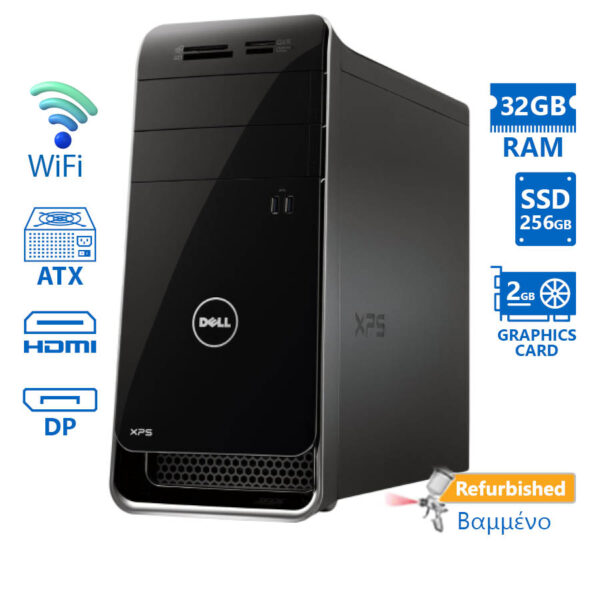 Dell XPS 8700 Tower WiFi i7-4790/32GB DDR3/256GB SSD/Radeon R9 270 (2GB)/DVD/8H Grade A+ Refurbished - Image 1