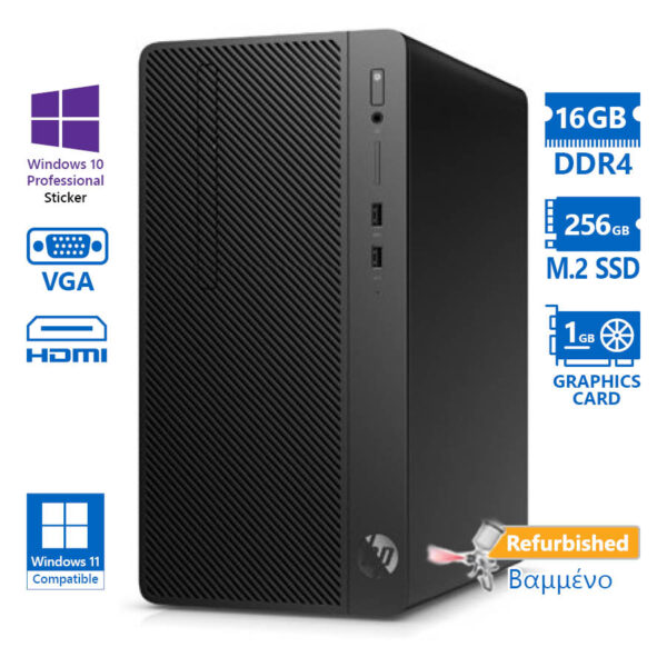 HP 290 G3 Tower i5-9500/16GB DDR4/256GB M.2 SSD/DVD/GeForce GT 710/10P Grade A+ Refurbished PC - Image 1