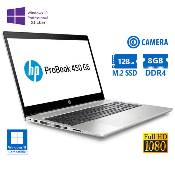 HP (A-) Probook 450 G6 i3-8145U/15.6\"FHD/8GB DDR4/128GB M.2 SSD/No ODD/Camera/10P Grade A- Refurbish - Image 1
