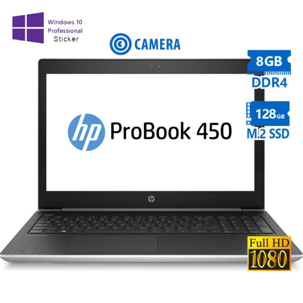 HP (B) ProBook 450 G5 i3-7100U/15.6”FHD/8GB DDR4/128GB M.2 SSD/No ODD/Camera/10P Grade B Refurbished - Image 1