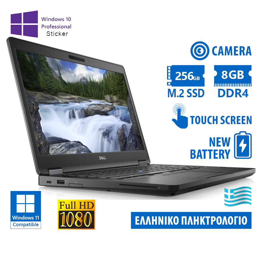 101560_1 Dell (A-) Latitude 5490 i7-8650U/14\"FHD Touchscreen/8GB DDR4/256GB M.2 SSD/No ODD/Camera/New Battery - Image 1