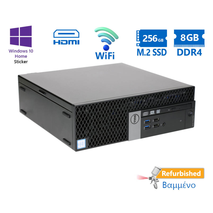 101579_1 Dell 7040 SFF WiFi i5-6500/8GB DDR4/256GB M.2 SSD/DVD/10H Grade A+ Refurbished PC - Image 1