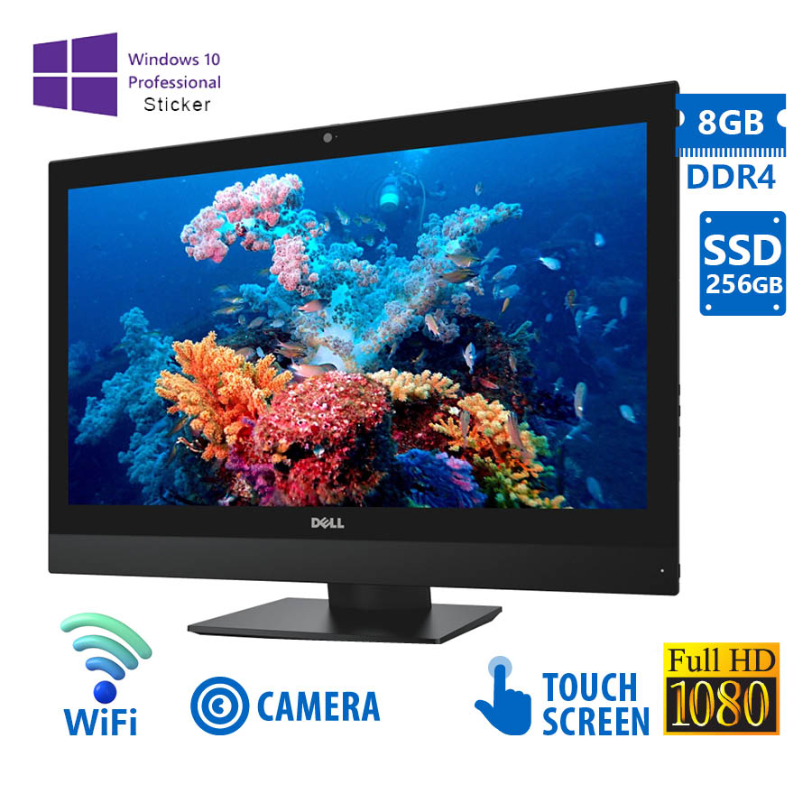 101595_1 Dell (A-) Optiplex 7450 WiFi AIO w/Touchscreen Monitor 23” FHD/i5-7500/8GB DDR4/256GB SSD/DVD/Camera - Image 1