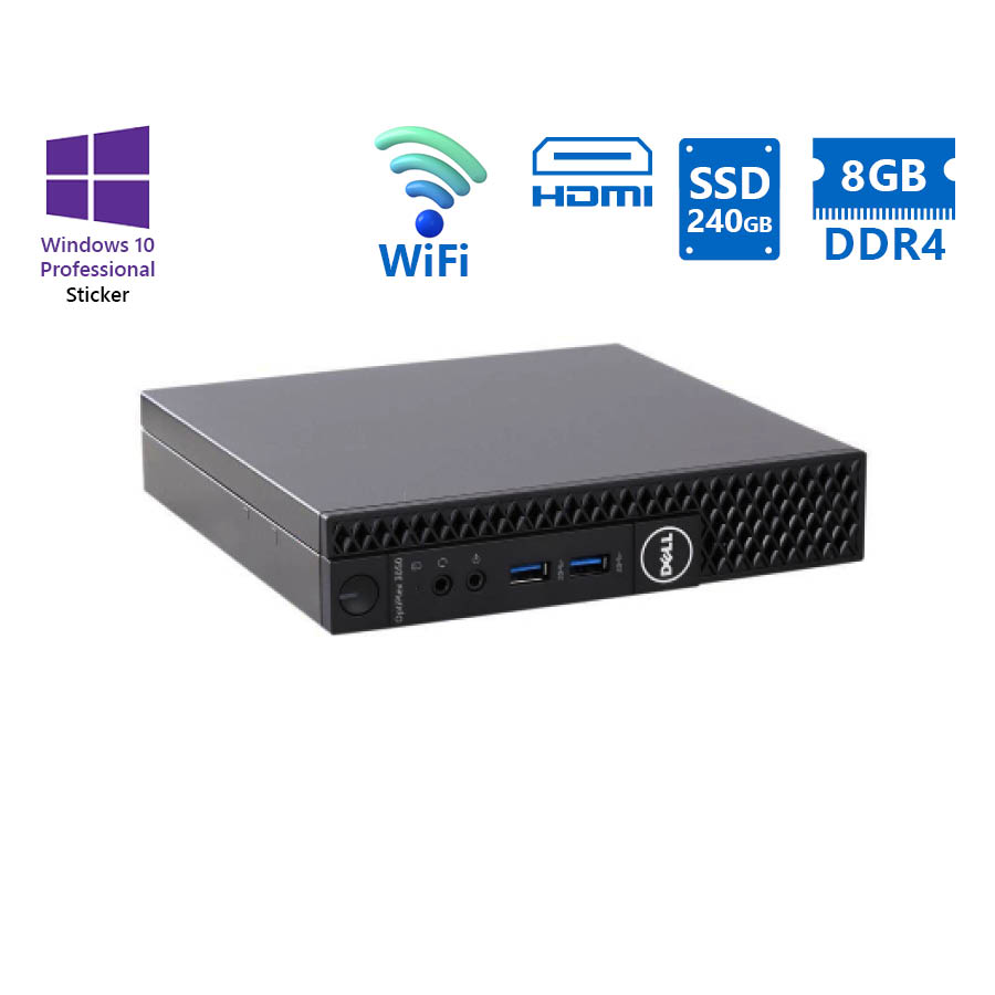 101644_1 Dell Optiplex 3050 DM WiFi i5-7500T/8GB DDR4/240GB SSD/No ODD/10P Grade A Refurbished PC - Image 1