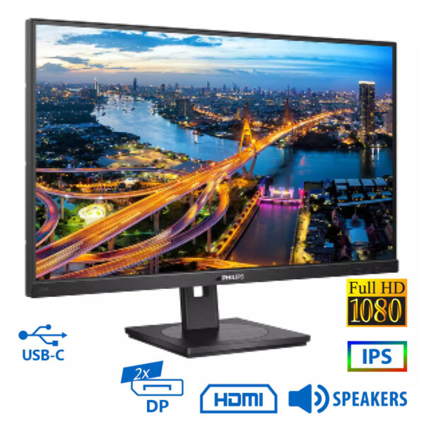 Used Monitor 243B1 IPS LED/Philips/24\"FHD/1920x1080/Wide/Black/w/Speakers/2xDP & HDMI & USB Type-C & - Image 1