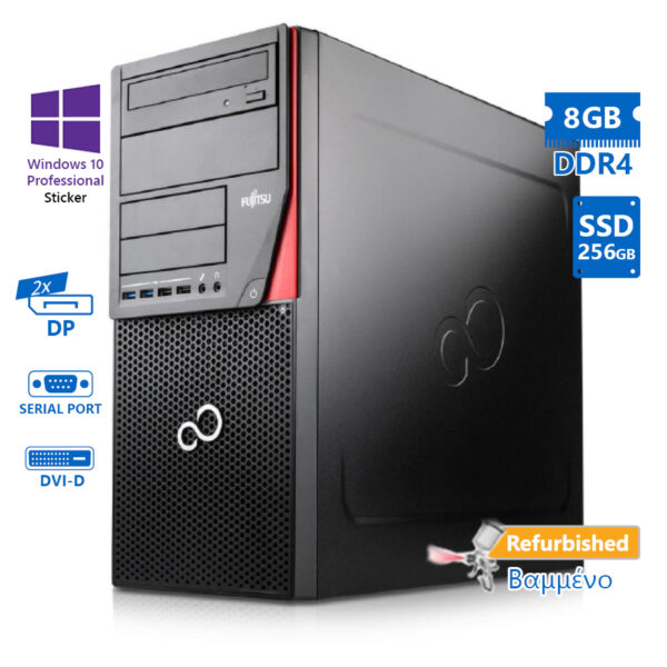 Fujitsu P756 Tower i5-6500/8GB DDR4/256GB SSD/DVD/10P Grade A+ Refurbished PC - Image 1