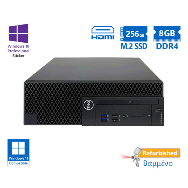 Dell 3070 SFF i5-9500/8GB DDR4/256GB M.2 SSD/DVD/10P Grade A+ Refurbished PC - Image 1