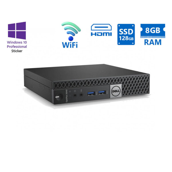Dell Optiplex 3040 DM WiFi i3-6100T/8GB DDR3/128GB SSD/No ODD/10P Grade A Refurbished PC - Image 1