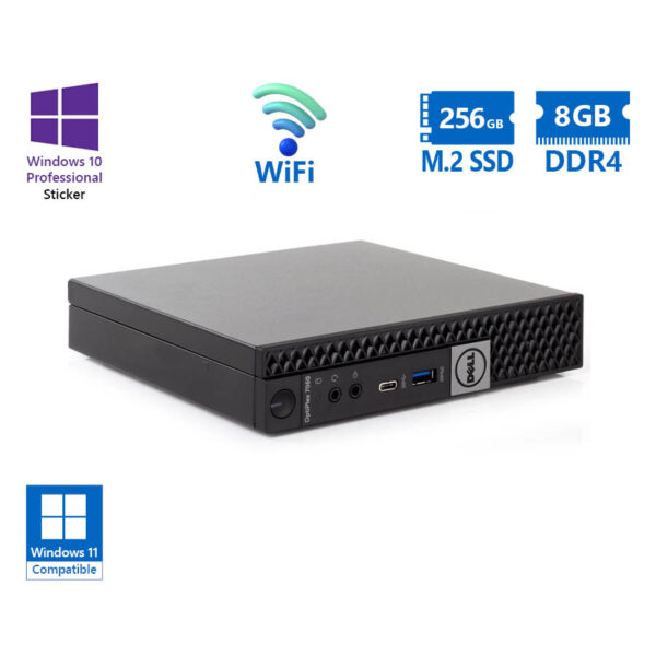 Dell Optiplex 7060 DM WiFi i5-8500T/8GB DDR4/256GB M.2 SSD/No ODD/10P Grade A Refurbished PC - Image 1