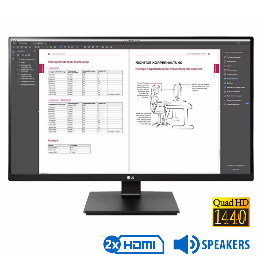 101444_1 Used Monitor 27BN65PY-B/LG/27\"QHD/2560x1440/Wide/Black/w/Speakers/DP & 2x HDMI - Image 1