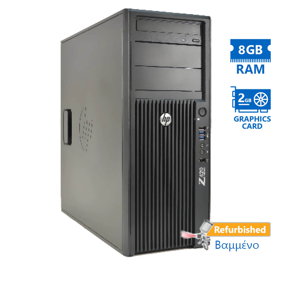 101668_1 HP Z420 Tower Xeon E5-1620v2(4-Cores)/8GB DDR3/500GB/ATI 2GB/DVD/8P Grade A+ Workstation Refurbished - Image 1