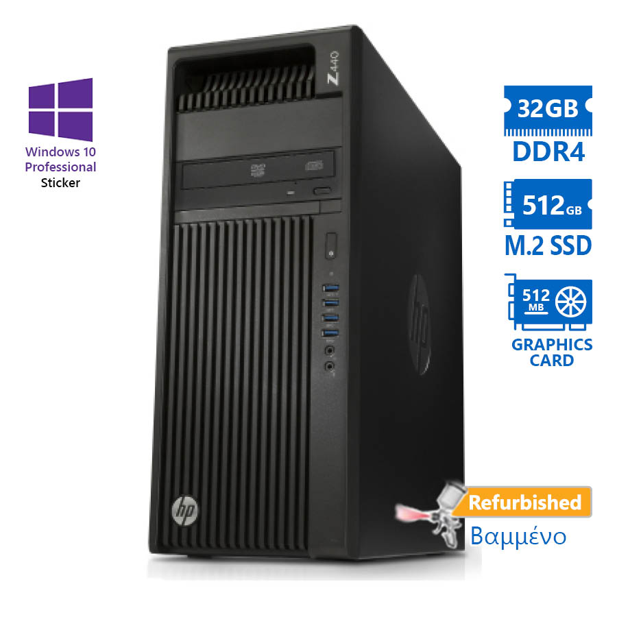 101671_1 HP Z440 Tower Xeon E5-1650v4(6-Cores)/32GB DDR4/512GB M.2 SSD/Nvidia 512MB/DVD/10P Grade A+ Workstat - Image 1