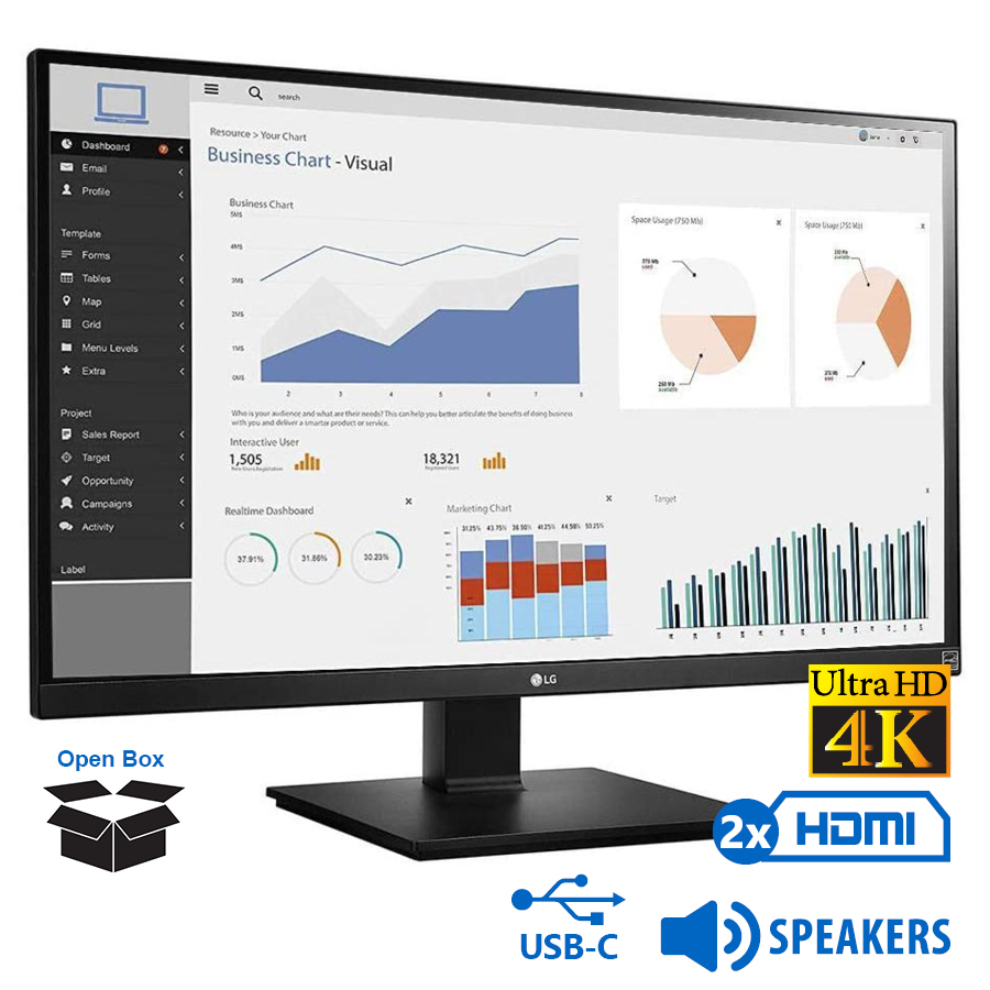 101689_1 Used Monitor 27UK670/LG/27\"UHD 4k/3840x2160/Wide/Black/w/Speakers/Open Box/DP & 2x HDMI & USB-C & US - Image 1