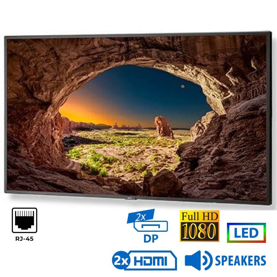 101704_1 Used Signage Display V554 LED/NEC/55\"FHD/1920x1080/Black/w/Speakers/D-SUB & DVI-D & 2x DP & 2x HDMI - Image 1