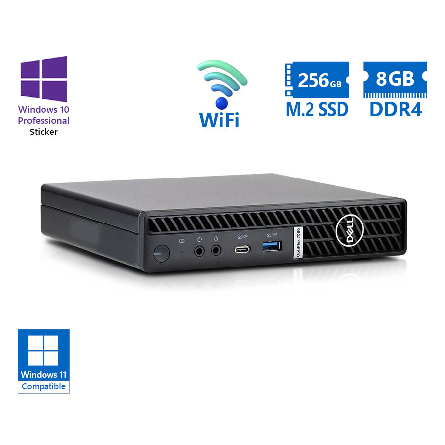 101803_1 Dell (A-) Optiplex 7080 DM WiFi i5-10500T/8GB DDR4/256GB M.2 SSD/No ODD/10P Grade A- Refurbished PC - Image 1