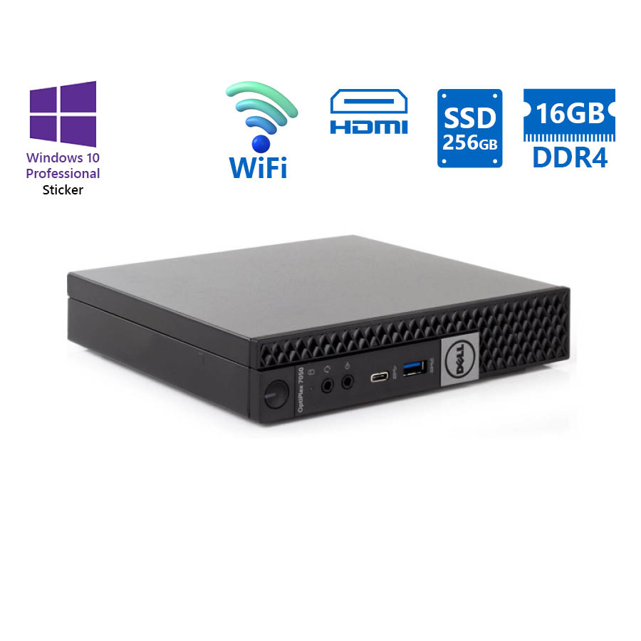 101817_1 Dell Optiplex 7050 DM WiFi i7-7700T/16GB DDR4/256GB SSD/No ODD/10P Grade A Refurbished PC - Image 1