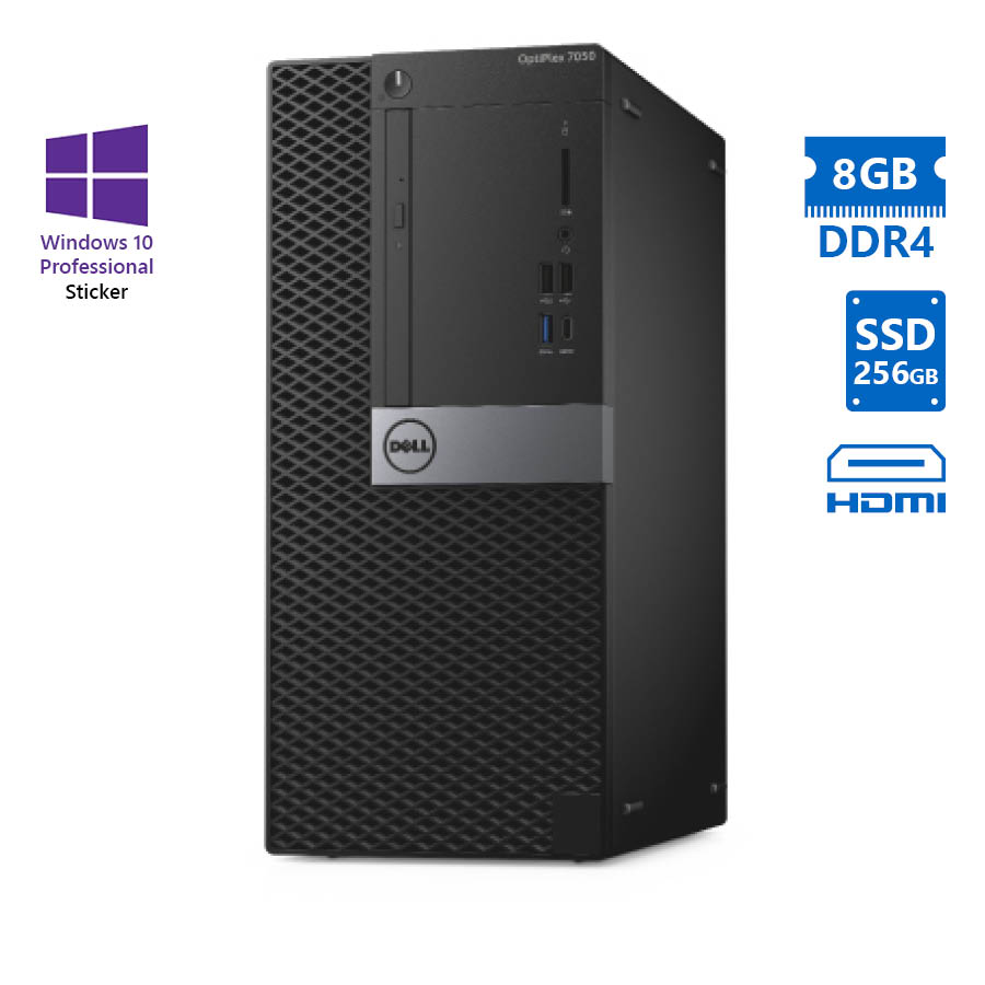101819_1 Dell 7050 Tower i5-7500/8GB DDR4/256GB SSD/No ODD/10P Grade A Refurbished PC - Image 1