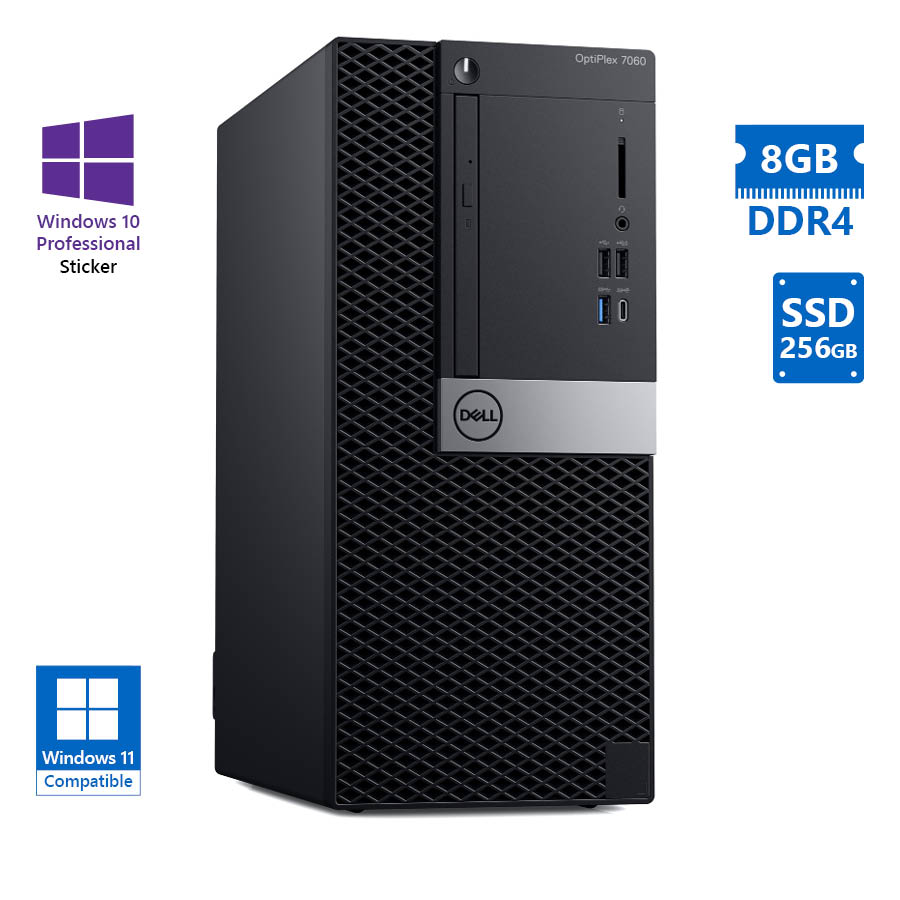 101821_1 Dell (A-) 7060 Tower i5-8500/8GB DDR4/256GB SSD/No ODD/10P Grade A- Refurbished PC - Image 1