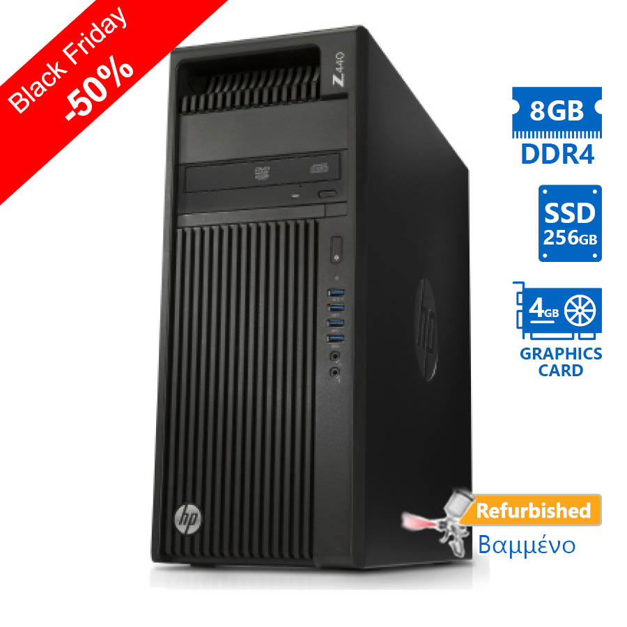 95448_1 HP Z440 Tower Xeon E5-1620v3(4-Cores)/8GB DDR4/256GB SSD/ATI 4GB/DVD/8P Grade A+ Workstation Refurbi - Image 1