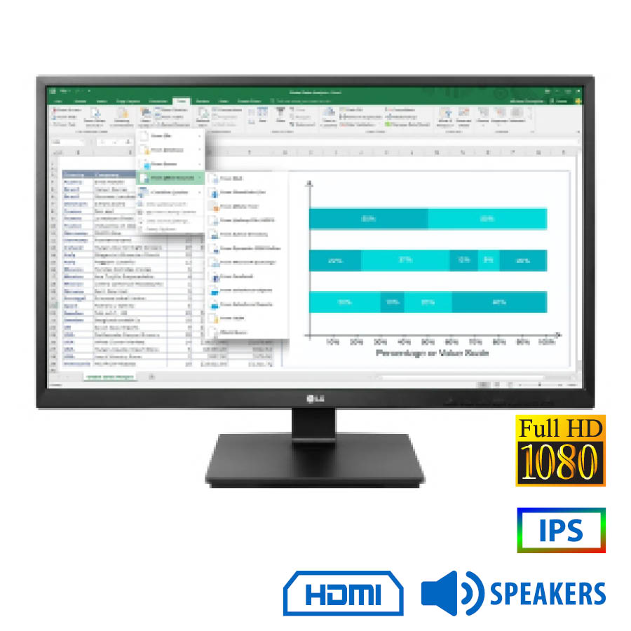 97471_1 Used Monitor 24BK550Y-B IPS LED/LG/24\"FHD/1920x1080/Wide/Black/w/Speakers/D-SUB & DVI-D & DP & HDMI - Image 1