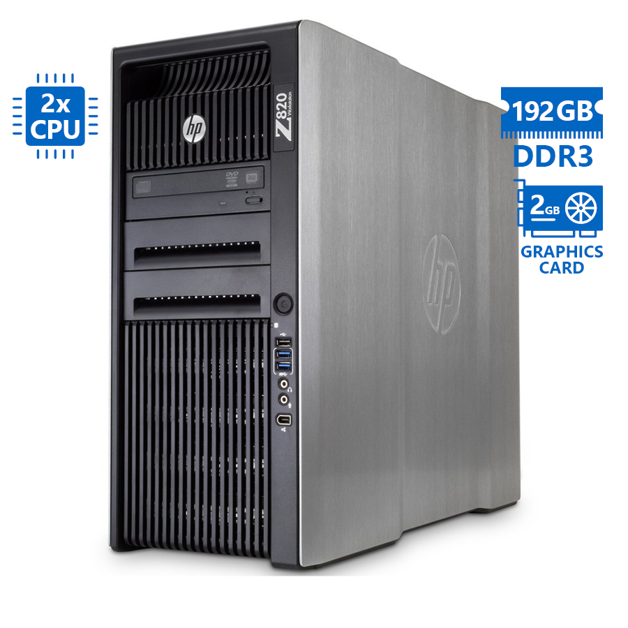 99984_1 HP Z820 Tower Xeon 2xE5-2670(8-Cores)/192GB DDR3/1TB/Nvidia 2GB/DVD/7P Grade A Workstation Refurbish - Image 1