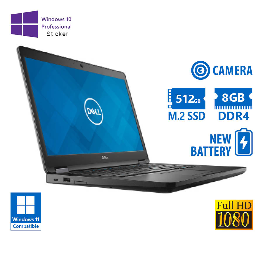 101880_1 Dell (A-) Latitude 5490 i5-8250U/14``FHD/8GB DDR4/512GB M.2 SSD/No ODD/Camera/New Battery/10P Grade - Image 1